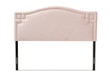 Baxton Studio Aubrey Modern and Contemporary Light Pink Velvet Fabric Upholstered Queen Size Headboard