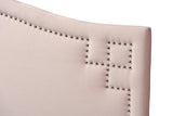 Baxton Studio Aubrey Modern and Contemporary Light Pink Velvet Fabric Upholstered Queen Size Headboard