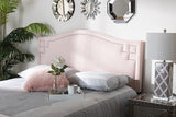 Baxton Studio Aubrey Modern and Contemporary Light Pink Velvet Fabric Upholstered Queen Size Headboard