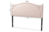 Baxton Studio Aubrey Modern and Contemporary Light Pink Velvet Fabric Upholstered Queen Size Headboard