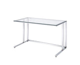 Tyrese Contemporary Writing Desk Clear Glass & Chrome Finish 93100-ACME