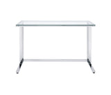 Tyrese Contemporary Writing Desk Clear Glass & Chrome Finish 93100-ACME