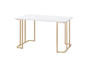 Estie Contemporary Writing Desk White & Gold Finish 93102-ACME