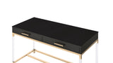 Adiel Contemporary Built-in USB Port Writing Desk Black & Gold Finish 93104-ACME
