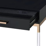 Adiel Contemporary Built-in USB Port Writing Desk Black & Gold Finish 93104-ACME