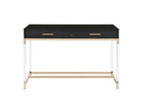 Adiel Contemporary Built-in USB Port Writing Desk Black & Gold Finish 93104-ACME