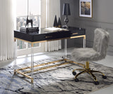 Adiel Contemporary Built-in USB Port Writing Desk Black & Gold Finish 93104-ACME