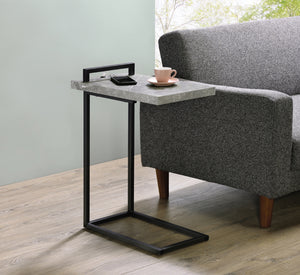 Modern C-shaped Accent Table and Gunmetal