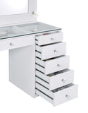 Modern 7-drawer Glass Top Vanity Desk with Lighting White