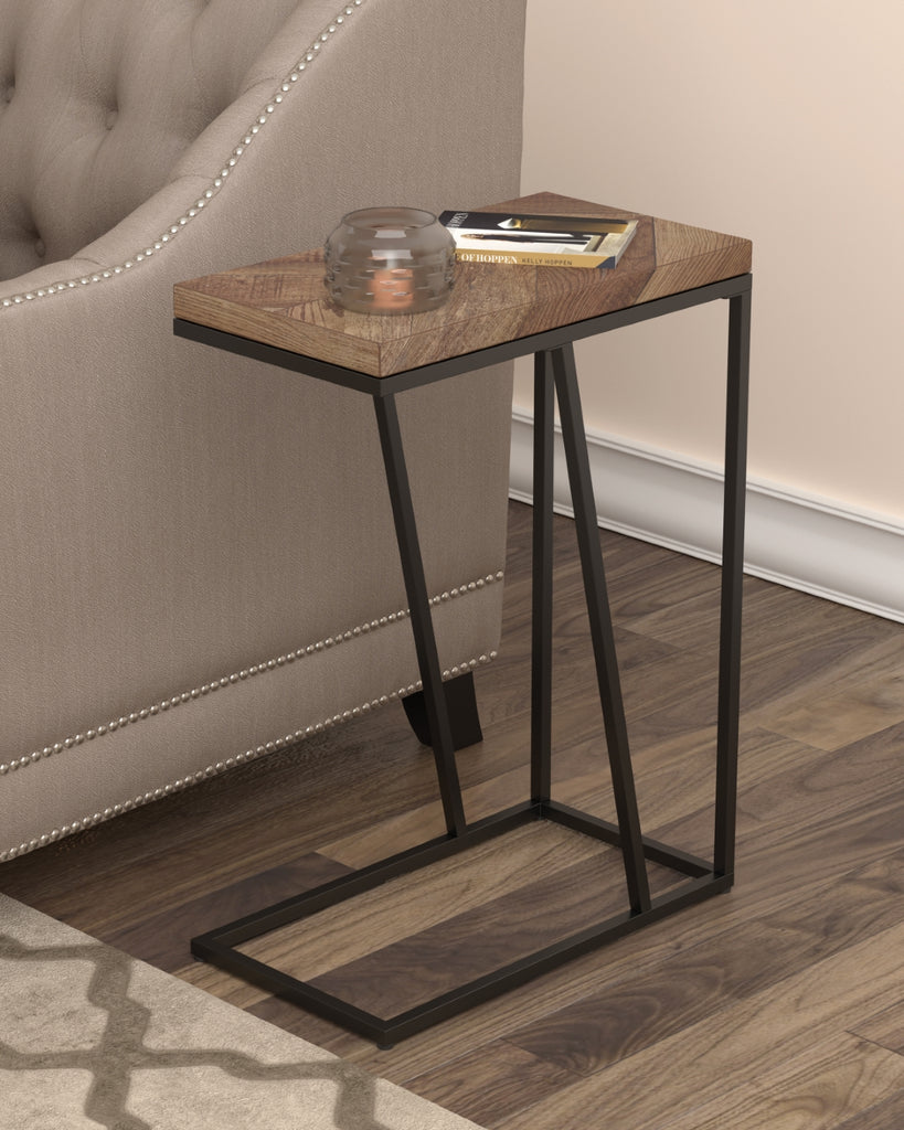 Country Rustic Chevron Rectangular Accent Table