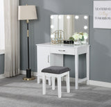 Contemporary Vanity Set with LED Lights White and Dark Grey