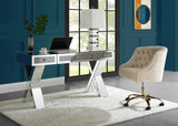Noralie Glam Writing Desk Clear Glass, Mirrored & Faux Diamonds 93116-ACME