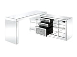 Noralie Glam Built-in USB Port Writing Desk Clear Glass, Mirrored & Faux Diamonds 93118-ACME