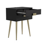 Contemporary Rectangle Accent Table with USB Port Cappuccino and Matte Brass