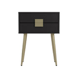 Contemporary Rectangle Accent Table with USB Port Cappuccino and Matte Brass