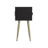 Contemporary Rectangle Accent Table with USB Port Cappuccino and Matte Brass