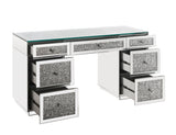 Noralie Glam Office Desk Clear Glass, Mirrored & Faux Diamonds 93120-ACME