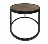 Country Rustic Round End Table Weathered Elm and Gunmetal