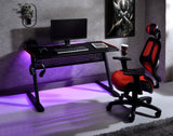 Dragi Industrial Gaming Table with USB Port Black & Red Finish 93125-ACME