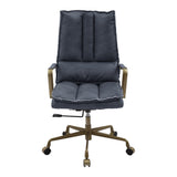 Tinzud Industrial Office Chair Gray Leather(#) 93165-ACME