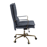 Tinzud Industrial Office Chair Gray Leather(#) 93165-ACME