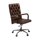 Noknas Industrial Office Chair Brown Leather(#) 93175-ACME