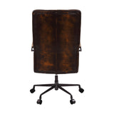 Noknas Industrial Office Chair Brown Leather(#) 93175-ACME