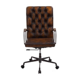 Noknas Industrial Office Chair Brown Leather(#) 93175-ACME