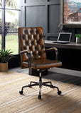 Noknas Industrial Office Chair Brown Leather(#) 93175-ACME