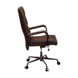 Noknas Industrial Office Chair Brown Leather(#) 93175-ACME