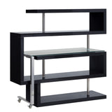 Buck II Contemporary Writing Desk with Shelf Clear Glass, Black & Chrome Finish 93177-ACME