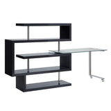 Buck II Contemporary Writing Desk with Shelf Clear Glass, Black & Chrome Finish 93177-ACME