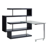Buck II Contemporary Writing Desk with Shelf Clear Glass, Black & Chrome Finish 93177-ACME