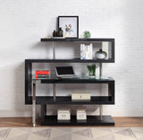 Buck II Contemporary Writing Desk with Shelf Clear Glass, Black & Chrome Finish 93177-ACME