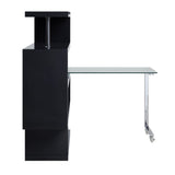 Buck II Contemporary Writing Desk with Shelf Clear Glass, Black & Chrome Finish 93177-ACME