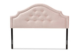 Baxton Studio Cora Modern and Contemporary Light Pink Velvet Fabric Upholstered Queen Size Headboard