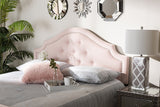 Baxton Studio Cora Modern and Contemporary Light Pink Velvet Fabric Upholstered Full Size Headboard