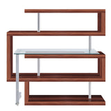 Buck II Contemporary Writing Desk with Shelf Clear Glass, Walnut & Chrome Finish 93183-ACME