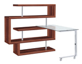 Buck II Contemporary Writing Desk with Shelf Clear Glass, Walnut & Chrome Finish 93183-ACME