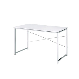 Tennos Contemporary Writing Desk White & Chrome Finish 93190-ACME