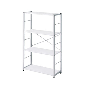 Tennos Contemporary Bookshelf White & Chrome Finish 93192-ACME