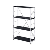 Tennos Contemporary Bookshelf Black & Chrome Finish 93197-ACME