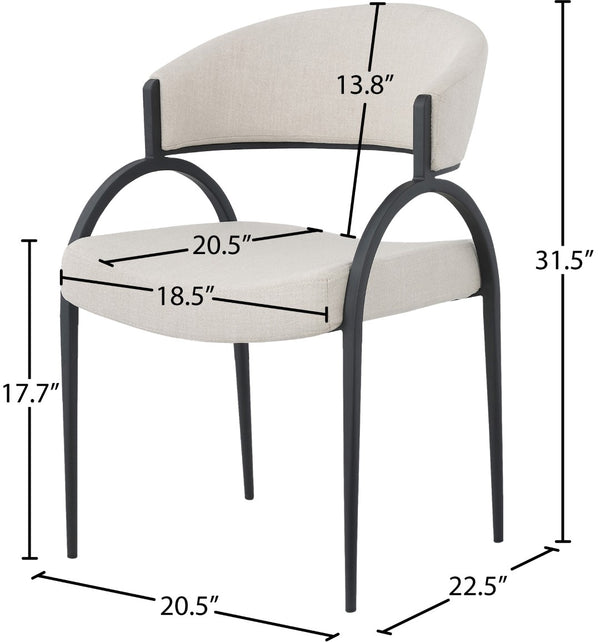 Privet Linen Textured Fabric / Iron / Foam / Plate Contemporary Beige Linen Textured Fabric Dining Chair - 20.5" W x 22.5" D x 31.5" H