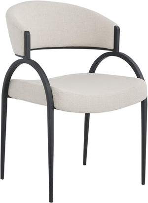 Privet Linen Textured Fabric / Iron / Foam / Plate Contemporary Beige Linen Textured Fabric Dining Chair - 20.5" W x 22.5" D x 31.5" H