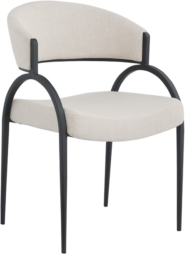 Privet Linen Textured Fabric / Iron / Foam / Plate Contemporary Beige Linen Textured Fabric Dining Chair - 20.5" W x 22.5" D x 31.5" H