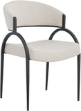 Privet Linen Textured Fabric / Iron / Foam / Plate Contemporary Beige Linen Textured Fabric Dining Chair - 20.5" W x 22.5" D x 31.5" H