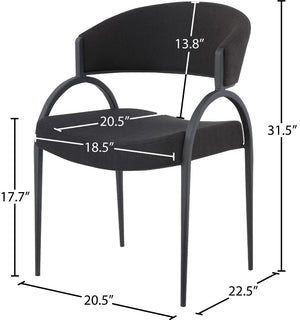 Privet Linen Textured Fabric / Iron / Foam / Plate Contemporary Black Linen Textured Fabric Dining Chair - 20.5" W x 22.5" D x 31.5" H