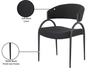 Privet Linen Textured Fabric / Iron / Foam / Plate Contemporary Black Linen Textured Fabric Dining Chair - 20.5" W x 22.5" D x 31.5" H
