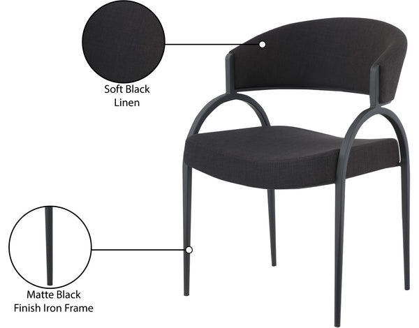 Privet Linen Textured Fabric / Iron / Foam / Plate Contemporary Black Linen Textured Fabric Dining Chair - 20.5" W x 22.5" D x 31.5" H