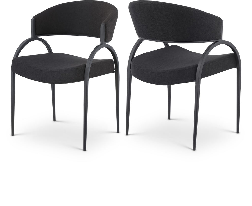 Privet Linen Textured Fabric / Iron / Foam / Plate Contemporary Black Linen Textured Fabric Dining Chair - 20.5" W x 22.5" D x 31.5" H